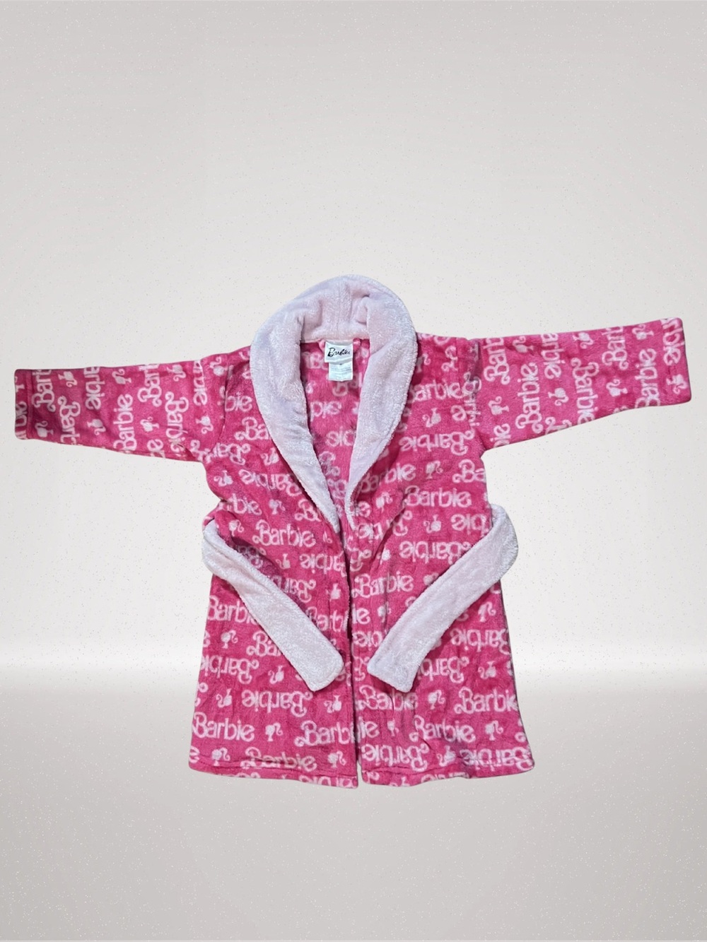 Barbie Girls Pink Plush Fleece Bathrobe Robe Size 4T